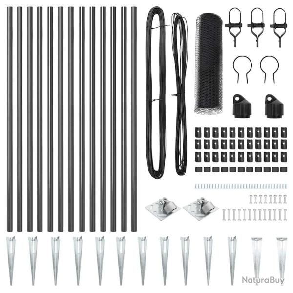 Cl�ture Hexagonale Gris 0,8x25 m Acier