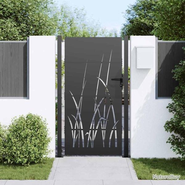 Porte de Jardin Noir 105 x 175 cm Acier peint par poudre
