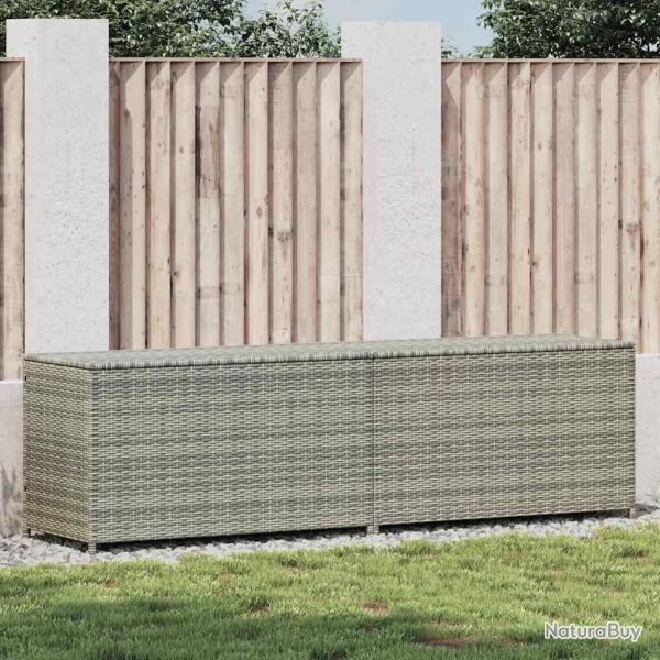 Bo�te de rangement de jardin r�sine tress�e 200x50x60 cm gris