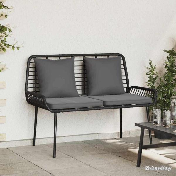 Banc de jardin avec oreiller Noir, Anthracite 109 x 63 x 83 cm