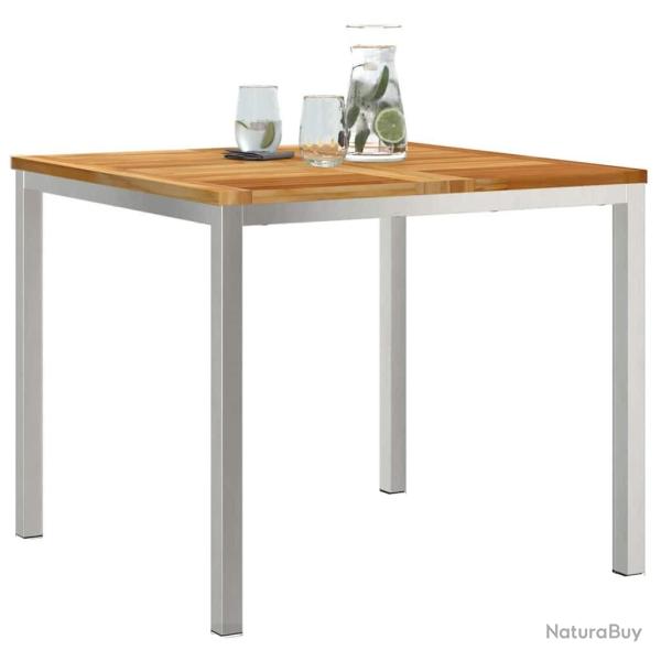 Table de repas 90x90x74.5 cm en bois massif de teck