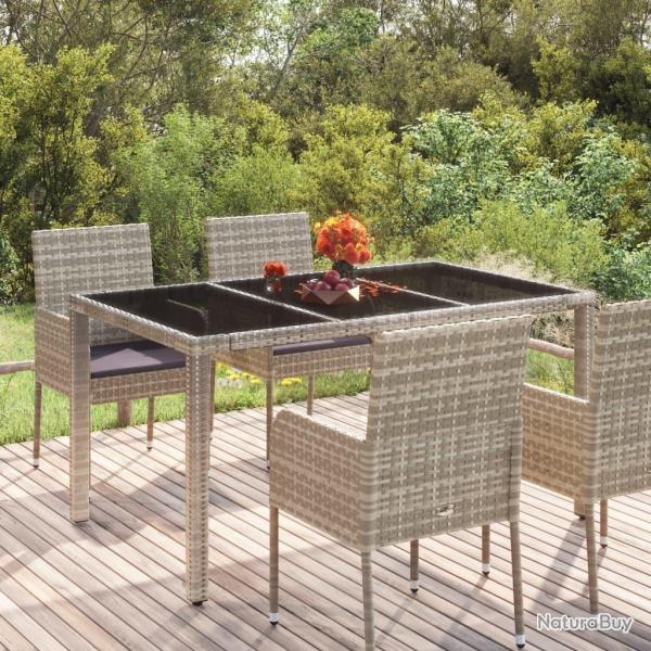 Table de jardin dessus en verre Gris 150x90x75cm R�sine tress�e