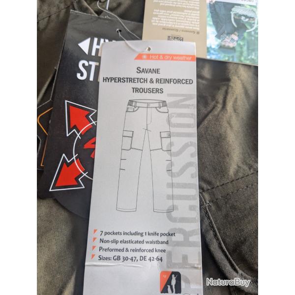 Pantalon de Chasse Percussion hyper stretch renforc�.Taille 42.??Taille petit ??