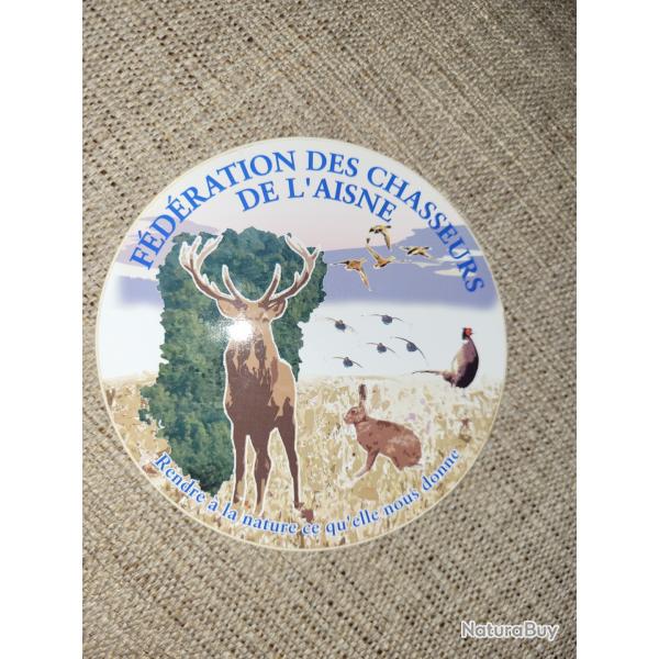 Autocollant chasse,  fdration des chasseurs aisne