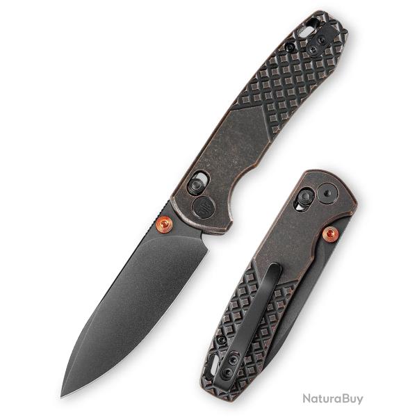 Couteau TRIVISA Dragonfly-Y Lame Acier 14C28N Manche Copper Axis Lock KIBS TVJM03CU14