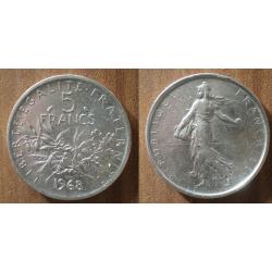 France 5 Francs 1968 Semeuse Piece Argent Frcs Frs Frc