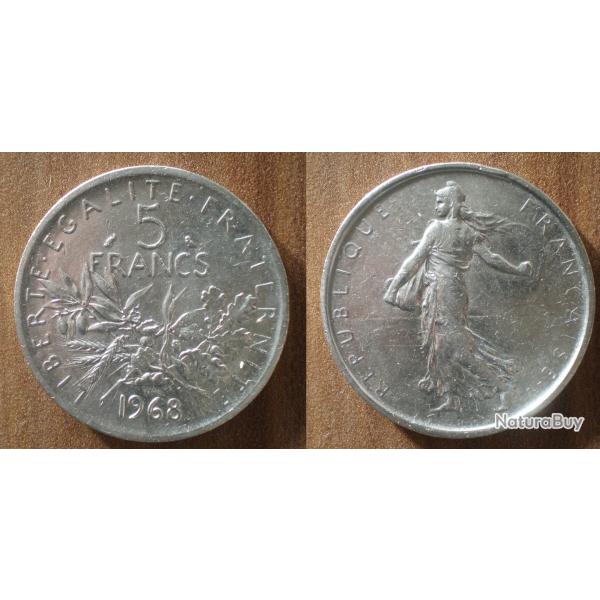 France 5 Francs 1968 Semeuse Piece Argent Frcs Frs Frc
