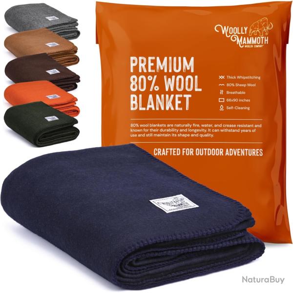 Collection Couverture en laine 66" x 90" bleu marine