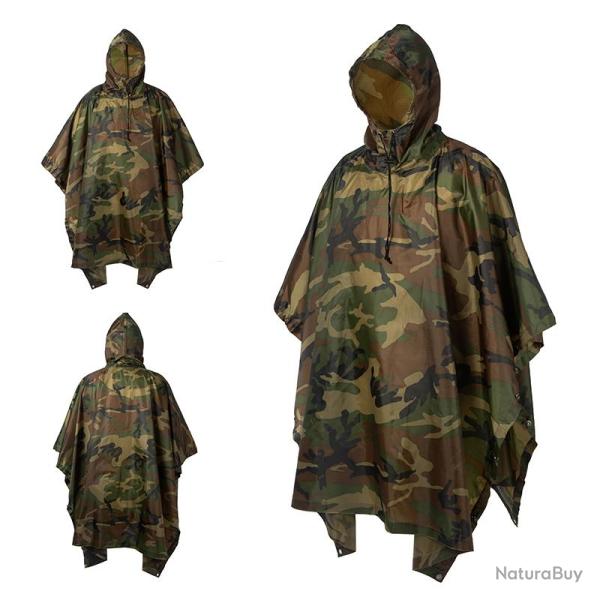 Poncho militaire - camouflage woodland - LIVRAISON GRATUITE