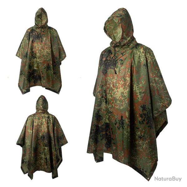 Poncho militaire - camouflage flecktarn/arm�e allemande - LIVRAISON GRATUITE