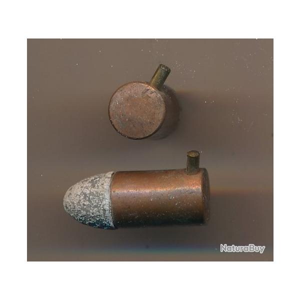 (10853) UNE CARTOUCHE CAL 9mm  LEFAUCHEUX A BROCHE  A BALLE par GVELOT marque " G "