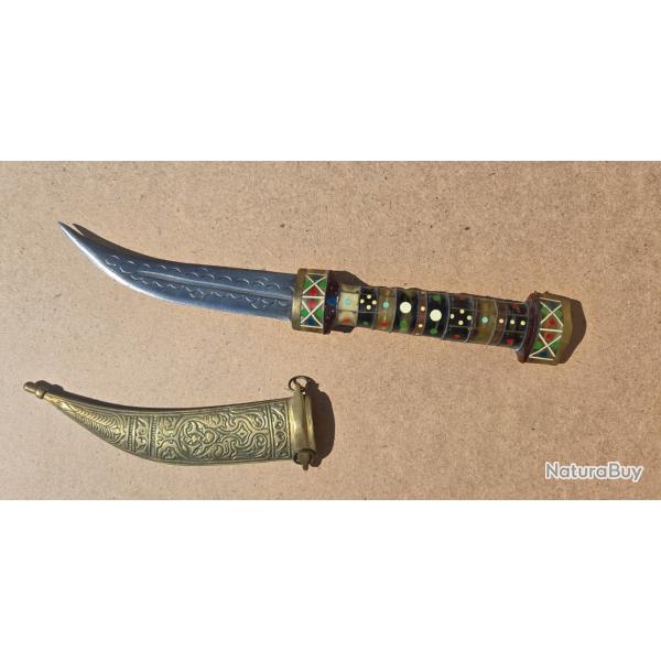 Poignard Syrien manche en Corne et fourreau en cuivre/Laiton 19 �me Si�cle
