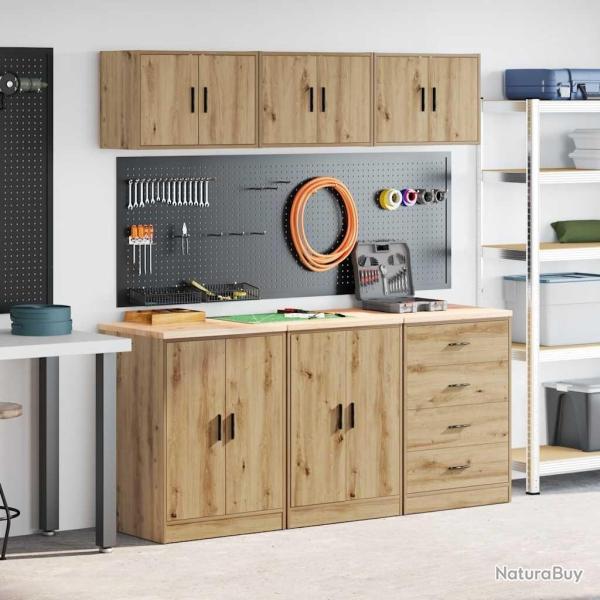 Armoires garage 6 pcs ch�ne artisanal bois d'ing�nierie
