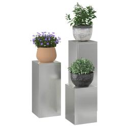 Set de 3 supports de plantes d'ext&eacute;rieur en acier galvanis&eacute;