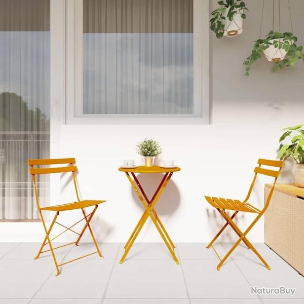 Chaises de jardin pliantes 2 pcs Jaune moutarde Acier