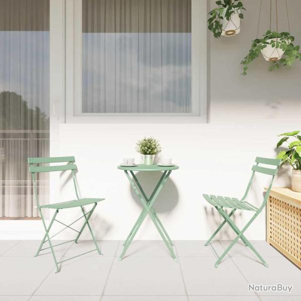 Chaises de jardin pliantes 2 pcs menthe claire en acier