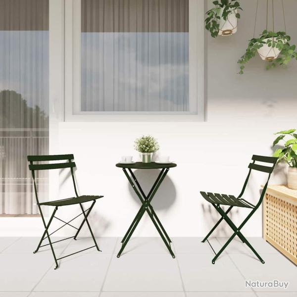 Chaises de jardin pliantes 2 pcs Vert fonc� Acier