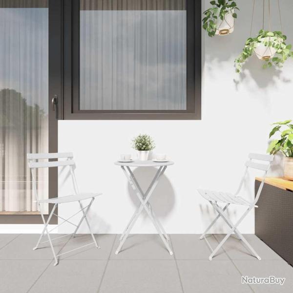 Chaises de jardin pliantes 2 pi�ces blanches en acier