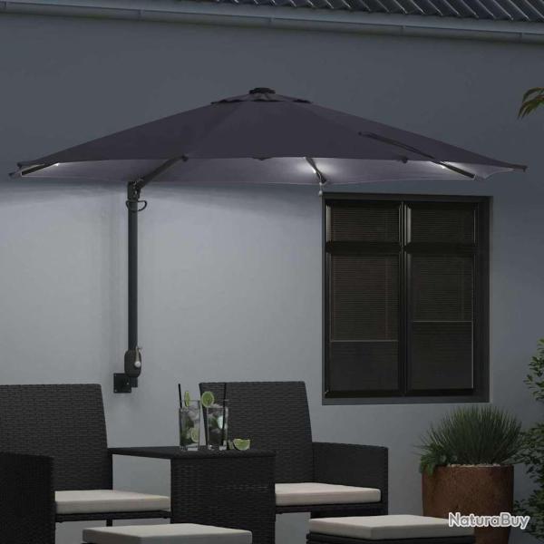 Parasol mural avec LEDs anthracite 248 cm