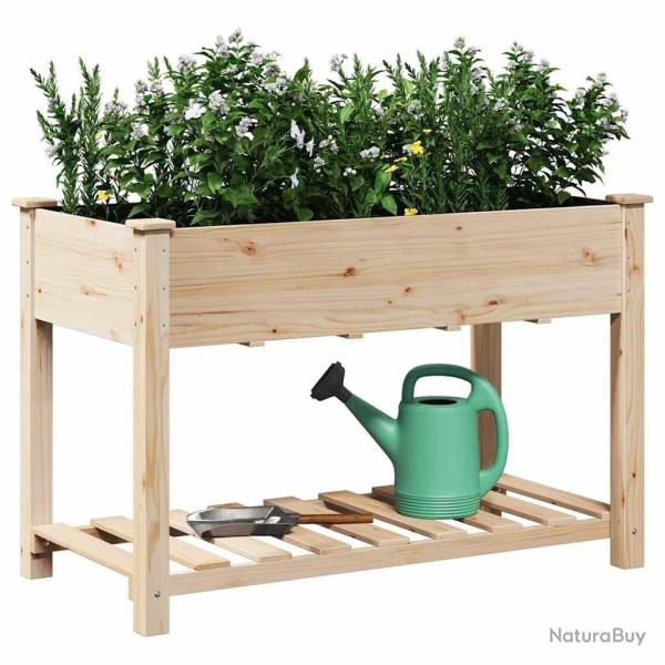 Jardini�re avec �tag�re 115x59x76 cm en bois massif de sapin