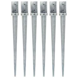 Piquets au sol 6 pcs Argenté 8x8x91 cm Acier galvanisé