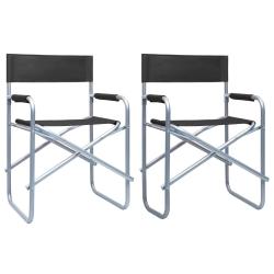 Chaises de metteur en sc&egrave;ne lot de 2 Acier Noir