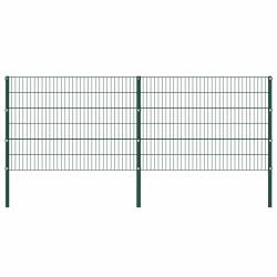 Panneau de cl&ocirc;ture avec poteaux Fer 3,4 x 1,2 m Vert