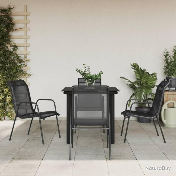 Ensemble � manger de jardin 5 pcs noir textil�ne et acier