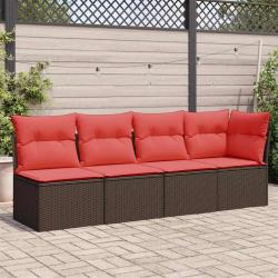 Canap&eacute; de jardin avec coussin Marron 227 x 62 x 69 cm polyrotin