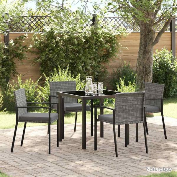 Ensemble de salle � manger de jardin 5 pi�ces Gris Poly Rotin
