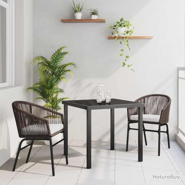 Ensemble de salle � manger de jardin de 3 pi�ces en poly rotin brun