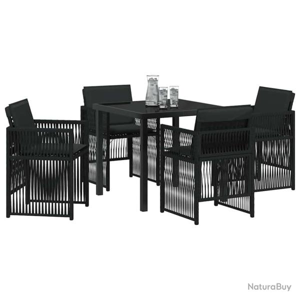 Ensemble de jardin 5 pi�ces avec coussins noirs en poly rattan