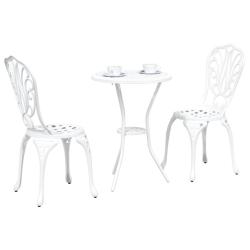 Ensemble de bistro de jardin 3 pi&egrave;ces en aluminium blanc