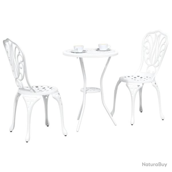Ensemble de bistro de jardin 3 pices en aluminium blanc