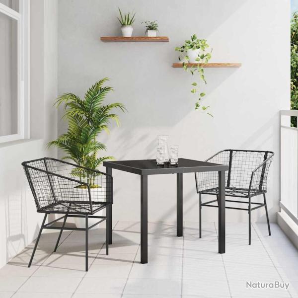 Ensemble de salle � manger de jardin , 3 pi�ces, noires en poly rattan.