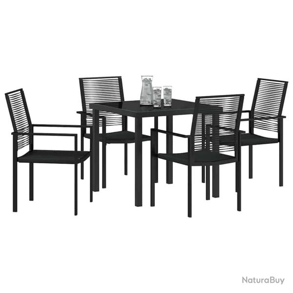 Ensemble de jardin 5 pi�ces en PVC noir en osier