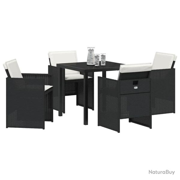 Ensemble de Salle � Manger de Jardin 5 Pi�ces avec Coussins en Rattan Noir