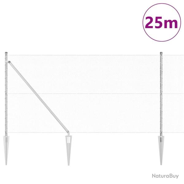 Kit de cl�ture 2 pi�ces Acier galvanis� 25 m Durable