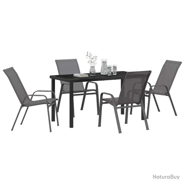 Ensemble de salle � manger de jardin 5 pi�ces en gris Textil�ne et acier