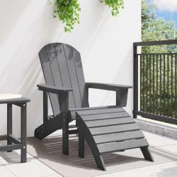 Chaise Adirondack avec repose-pieds Gris clair HDPE