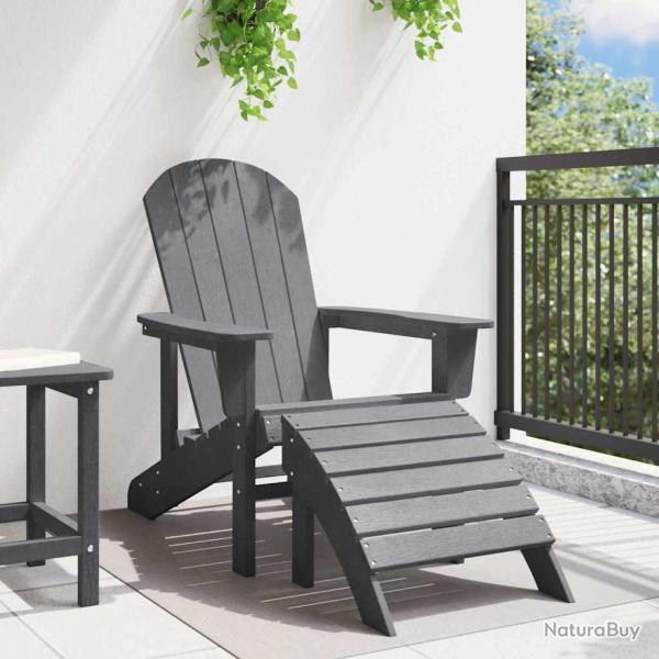 Chaise Adirondack avec repose-pieds Gris clair HDPE