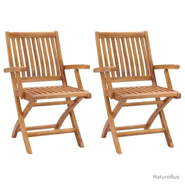 Chaises de jardin pliables lot de 2 Bois de teck massif