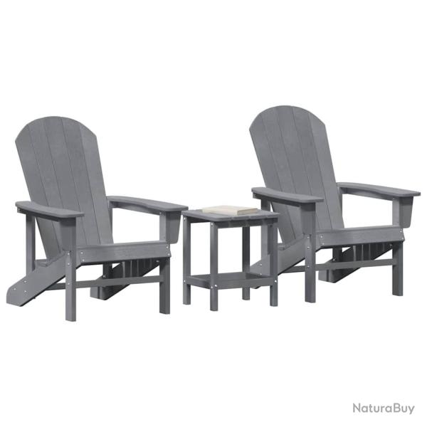 Chaise de jardin 3 pcs Gris clair Poly�thyl�ne
