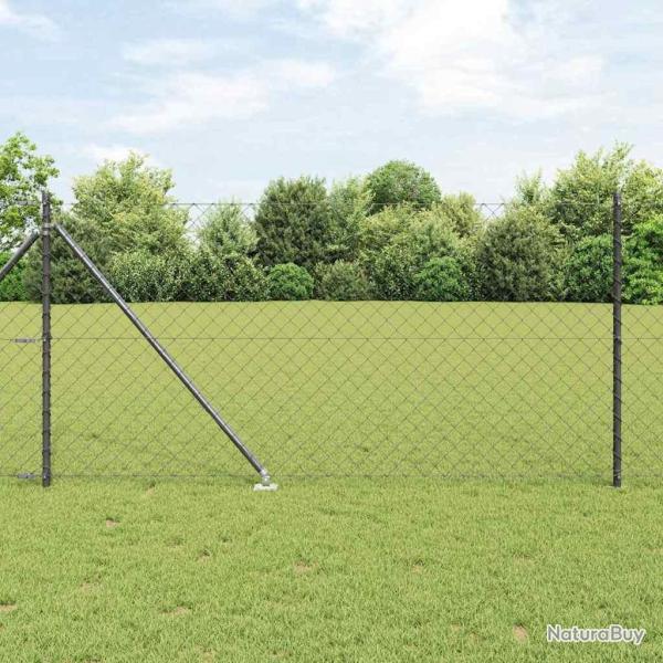 Jeu de Poteaux de Cl�ture Gris 1 x 25 m Acier galvanis�