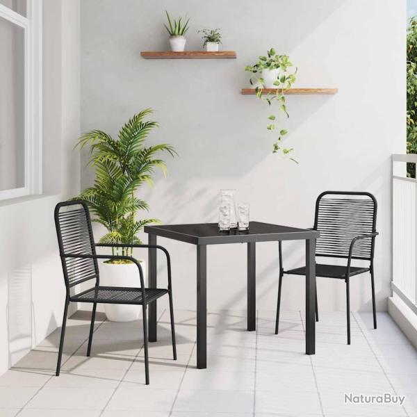 Ensemble de jardin 3 pi�ces en corde de coton noir et acier