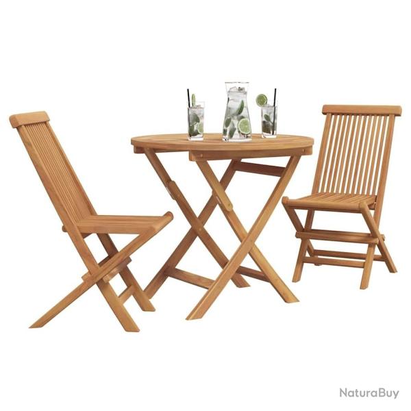 Set de bistro de jardin pliant en 3 pi�ces en bois d'acacia massif