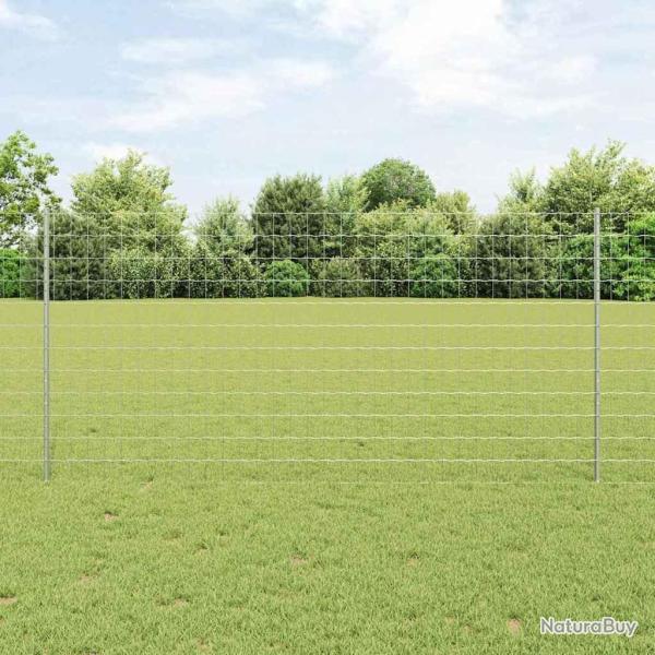 Cl�ture Euro avec 22 poteaux en U Argent 1,2x25 m Acier