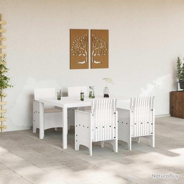 Ensemble de salle � manger de jardin 5 pcs Blanc