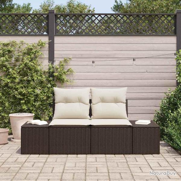 Canap� de jardin 2 places avec coussins en rotin poly marron