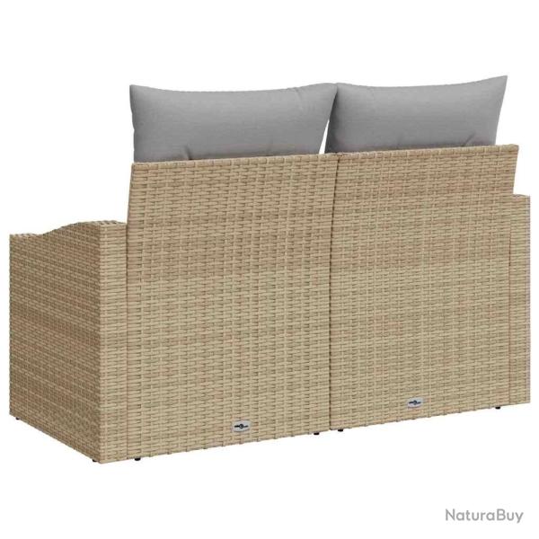 Canap� de jardin 2 places avec rangement et coussins en poly rotin beige